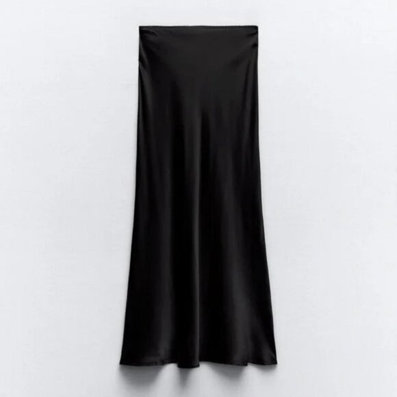 ZARA SATIN EFFECT MIDI SKIRT - Picture 1 of 5